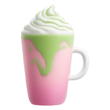 Pink matcha latte with foam sticker