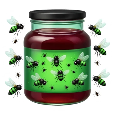 Jar of jams, surrounded by flies sticker