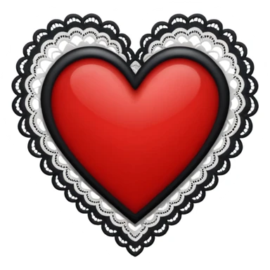 black heart with red center and white lace sticker