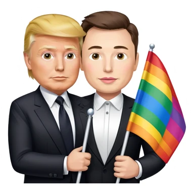 Donald trump and Elon musk with a gay men’s pride flag sticker