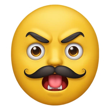 Face emoji with a mustache biting his tongue and anger expression sticker
