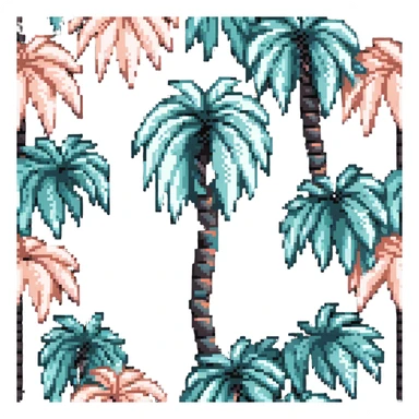 palm tree with pastel teal trunk and pastel peach leaves sticker