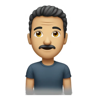 man biting his lower lip hand on chin sticker