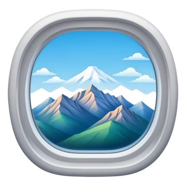 Airplane window with moutains sticker