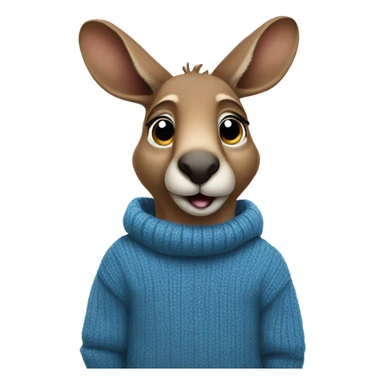 Kangaroo in blue sweater  sticker
