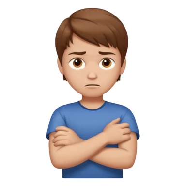boy with crossed arms and a displeased face sticker