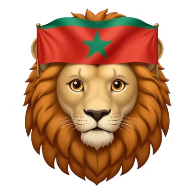 A atlas lion holding a morocco flag sticker
