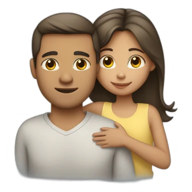 A girl hugs her parents (light skin color, dark hair) sticker