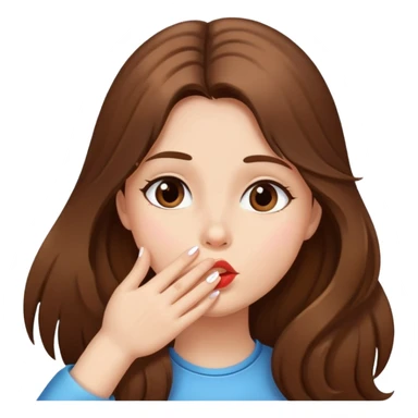 Girl with brown long hair sending a kiss sticker