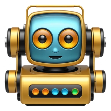 small animated AI machine vision device with moving elements, lively and expressive style sticker