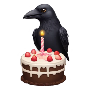Crow with a Birthday cake sticker