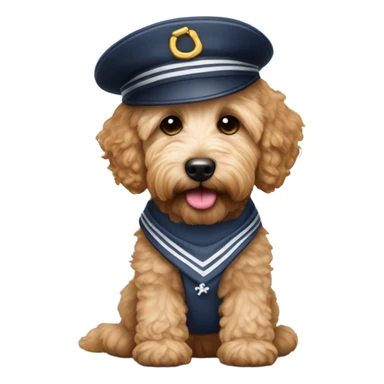 Apricot mini goldendoodle with sailor hat  sticker