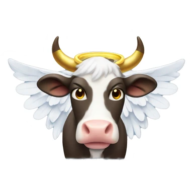 cow with halo and angel wings sticker