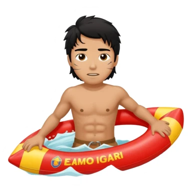 Lifeguard Native American Teenager with messy hair rescuing someone sticker