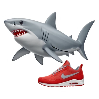 Q se vea más animado el tiburón  q sus tres patas tengan zapatillas nike color rojo sticker