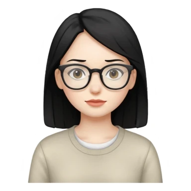 siyah saçlı, beyaz tenli, gözlüklü, basic giyinen bir kiz sticker