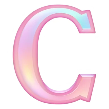 Iridescent pastel pink Font setting icon with letter C sticker