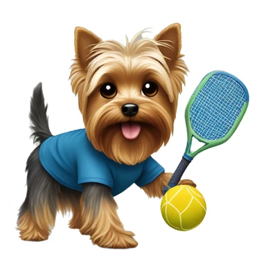 Yorkie playing pickleball  sticker