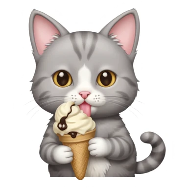 baby grey cat with icecream sticker