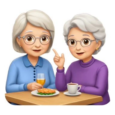 conversación dentro de un restaurant  dos personas y una de las persoans sea una abuela sticker