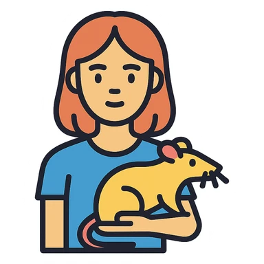 icon of Лера шин with a rat, clean modern icon style, simple lines, minimal color sticker