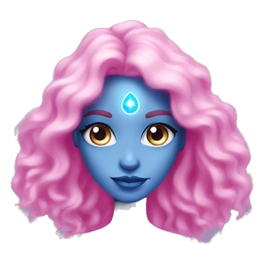 magical diva with pink andromedan skin long hair and blue eyes glowing third eye sticker
