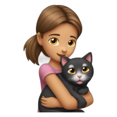 little girl hugging cat sticker