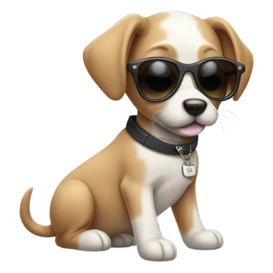 Puppy wearing sunglasses  sticker