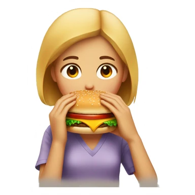 Sad girl eating a burger sticker