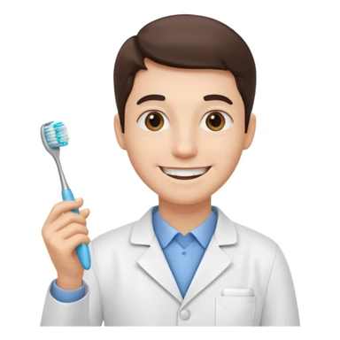 dentist, smiling, holding toothbrush sticker