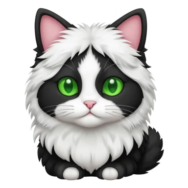 A black colored bicolor cat emoji full body sticker