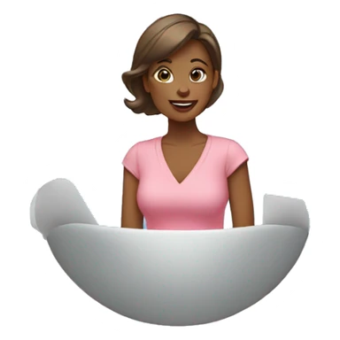 a woman announcing new arrivals sticker