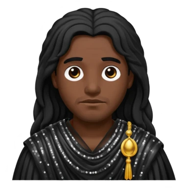 Pluto Death God with long black hair, black sequin toga sticker