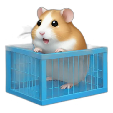 hamster in a blue crate sticker