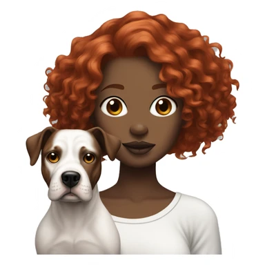 Long Red haired woman with septum piercing holding black and white English Staffordshire dog sticker