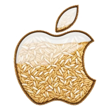 Apple logo with rice grains in a digital tracker display sticker