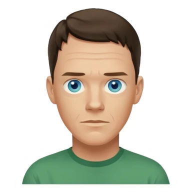 Matthew Lillard with blue eyes, green shirt sticker