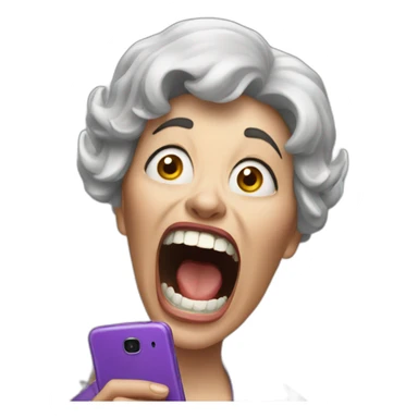 mad lady screaming over phone sticker