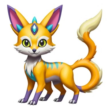 Colorful Meloetta-Lykoi-Renamon-Wargreymon-Pokémon-Digimon-Fakémon-fusion-hybrid-creature sticker