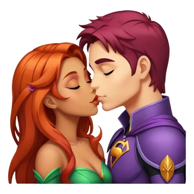 Robin and starfire kiss.  sticker