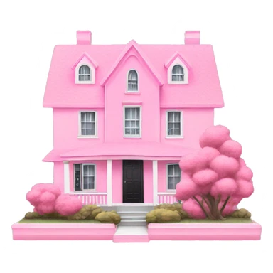 light pink house with ruffles and zebra print with pink bushes sticker