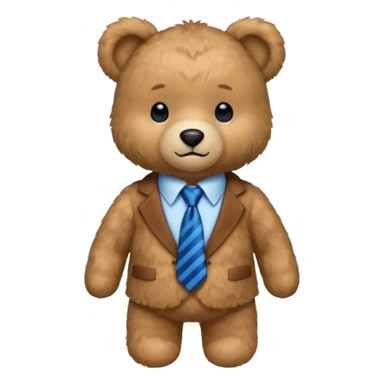 teddy bear with shirt and blue tie sticker