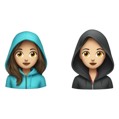 A Russian brunette girl and a Kazakh girl wearing hoodies  sticker