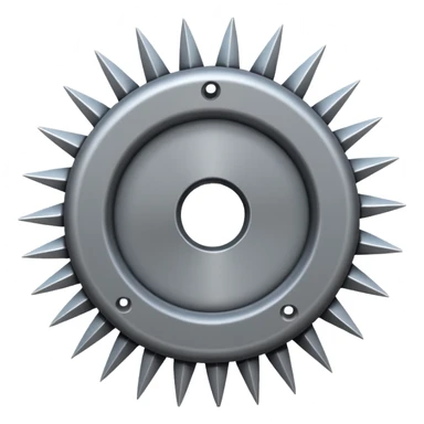 Whele with small sharp spikes all around and a hole at center, sticker