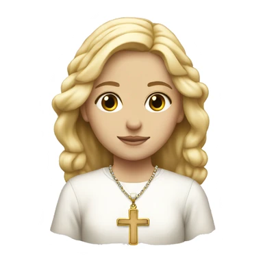 Blonde white catholic girl wearing a cross necklace  sticker