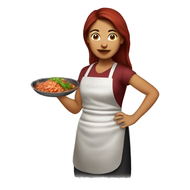 Dark Red Hair Mexican woman cooking birria sticker