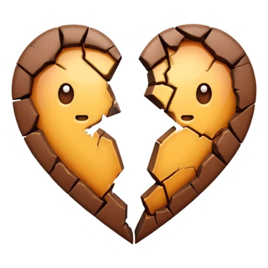 brown heart broken into two pieces sticker
