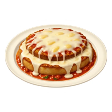 veal parmesan on a dish sticker