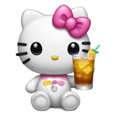 Hello kitty with a drink sticker