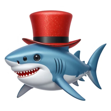 red glitter top hat shark sticker
